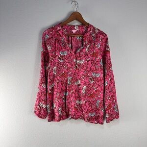 Lilly Pulitzer Elsa Silk Blouse Women’s Long Sleeve Popover Top Sz M‎